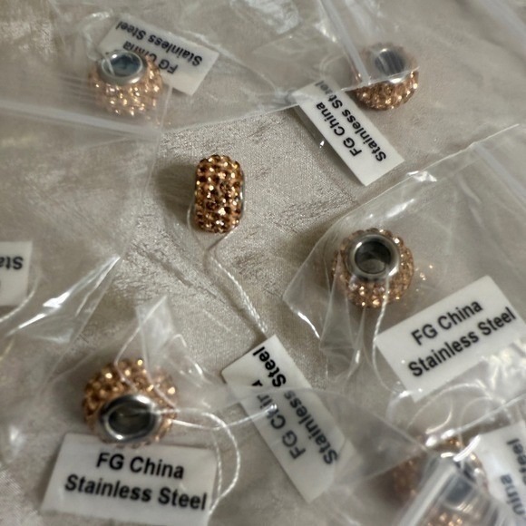 Stainless Steel Spacer Charms Crystal Beads Rose Gold - Picture 16 of 16